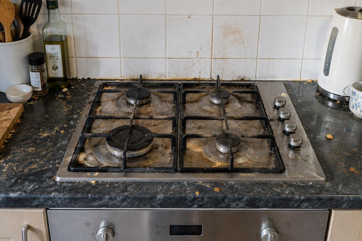Kitchen before cleaning